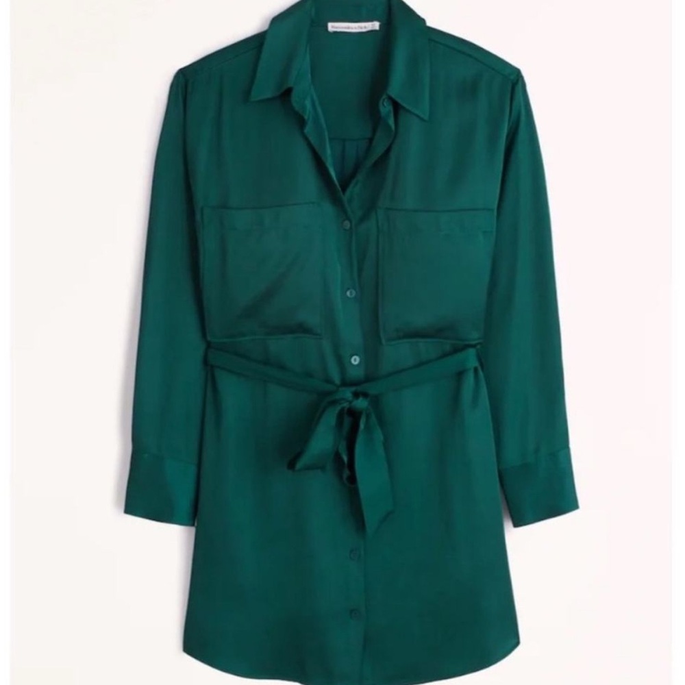 Green Button-Up Shirt Dress